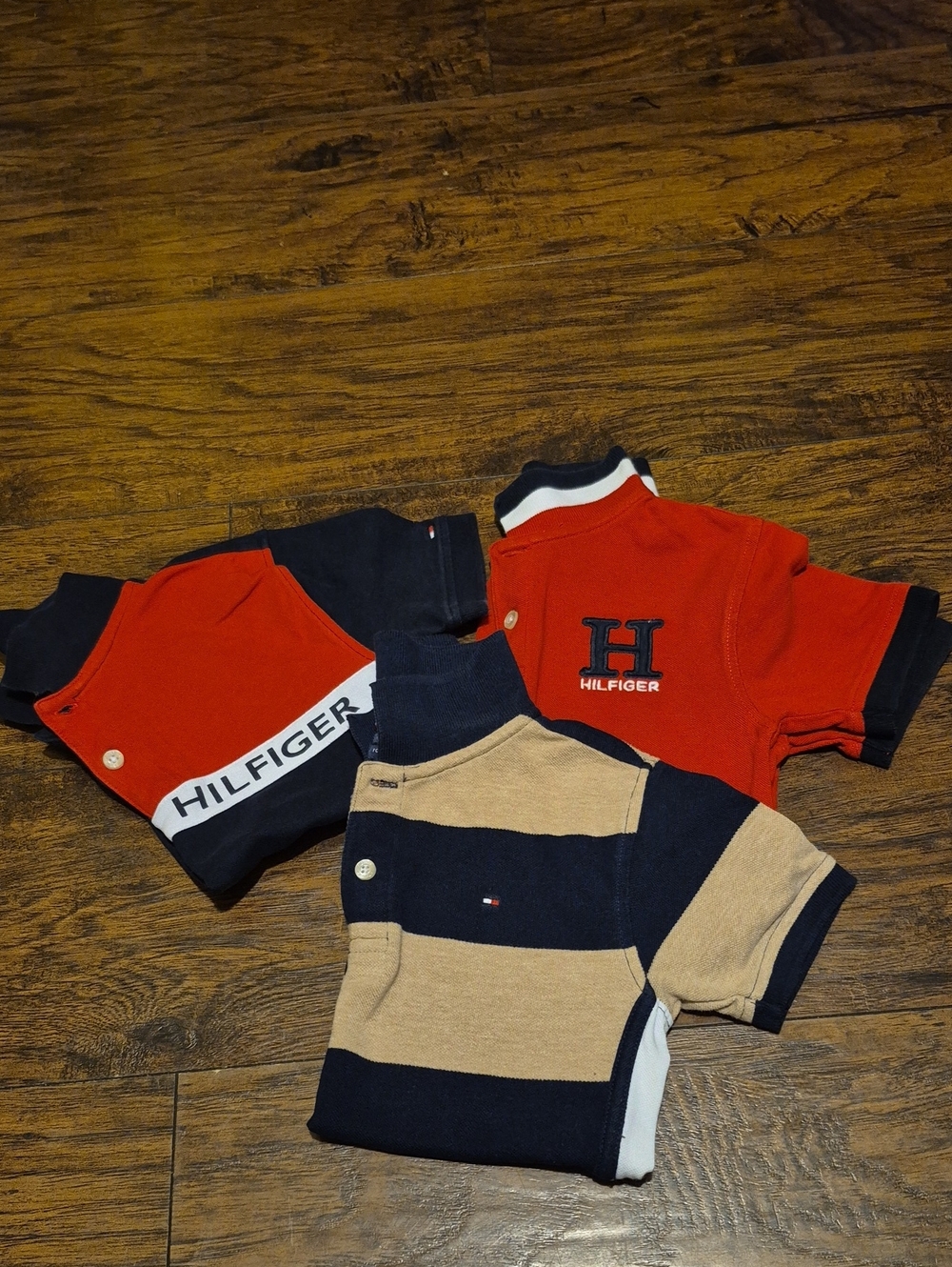 Tommy Hilfiger Kids Red, Navy & Tan Polo Set